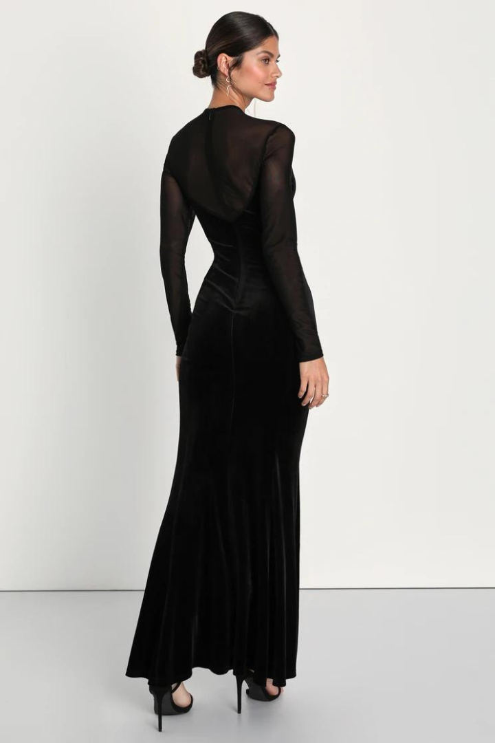 LENA GOWN MAXI DRESS - BLACK - Black - M