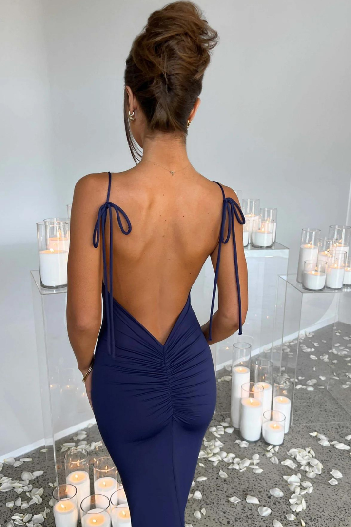 ROSE SLEEVELESS MAXI DRESS - CHOCOLATE - Navy Blue - M