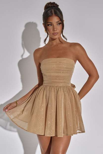 LEONA STRAPLESS MINI DRESS - KHAKI