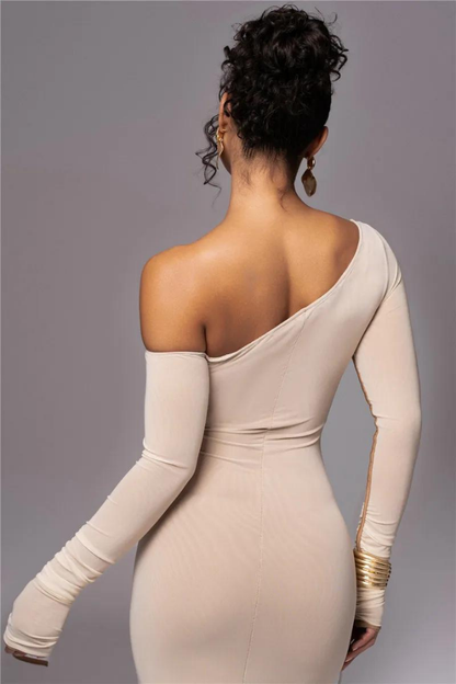 SUE LONG SLEEVE MIDI DRESS - White - M