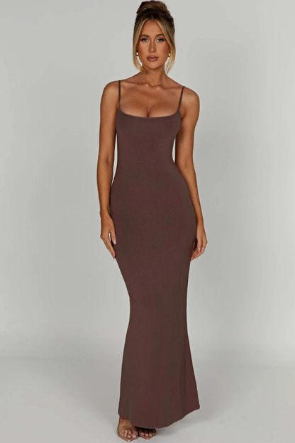 TERESE SLEEVELESS MAXI DRESS-STEEL - Khaki - M