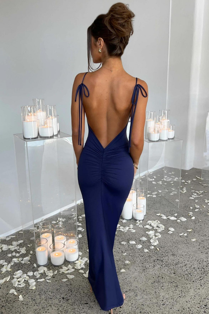 ROSE SLEEVELESS MAXI DRESS - CHOCOLATE - Navy Blue - M