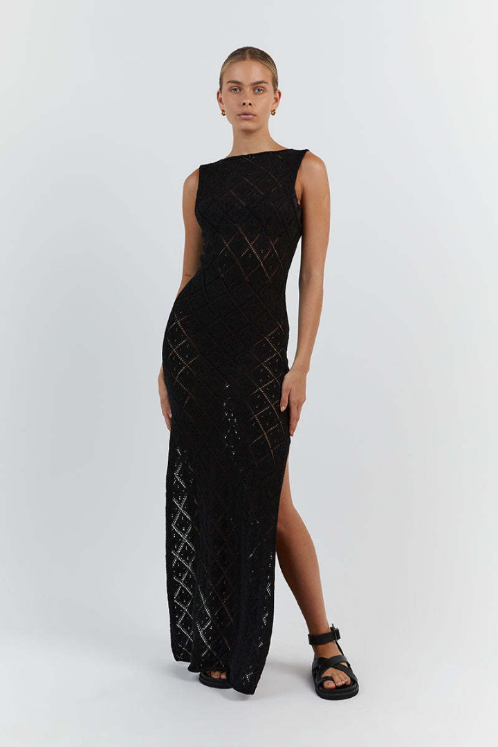 MALTERA SPLIT MAXI DRESS - BLACK &quot; breng more sizes &quot;
