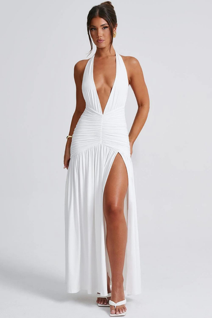 SOFÍA HALTER MAXI DRESS - White - M