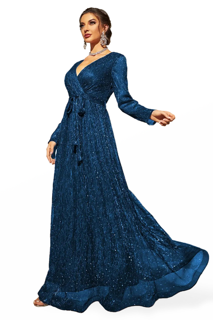 BELLE WRAP MAXI DRESS - BLUE