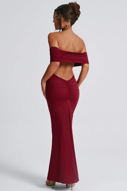 KARLA STRAPLESS MAXI DRESS - BLACK - Wine Red - M