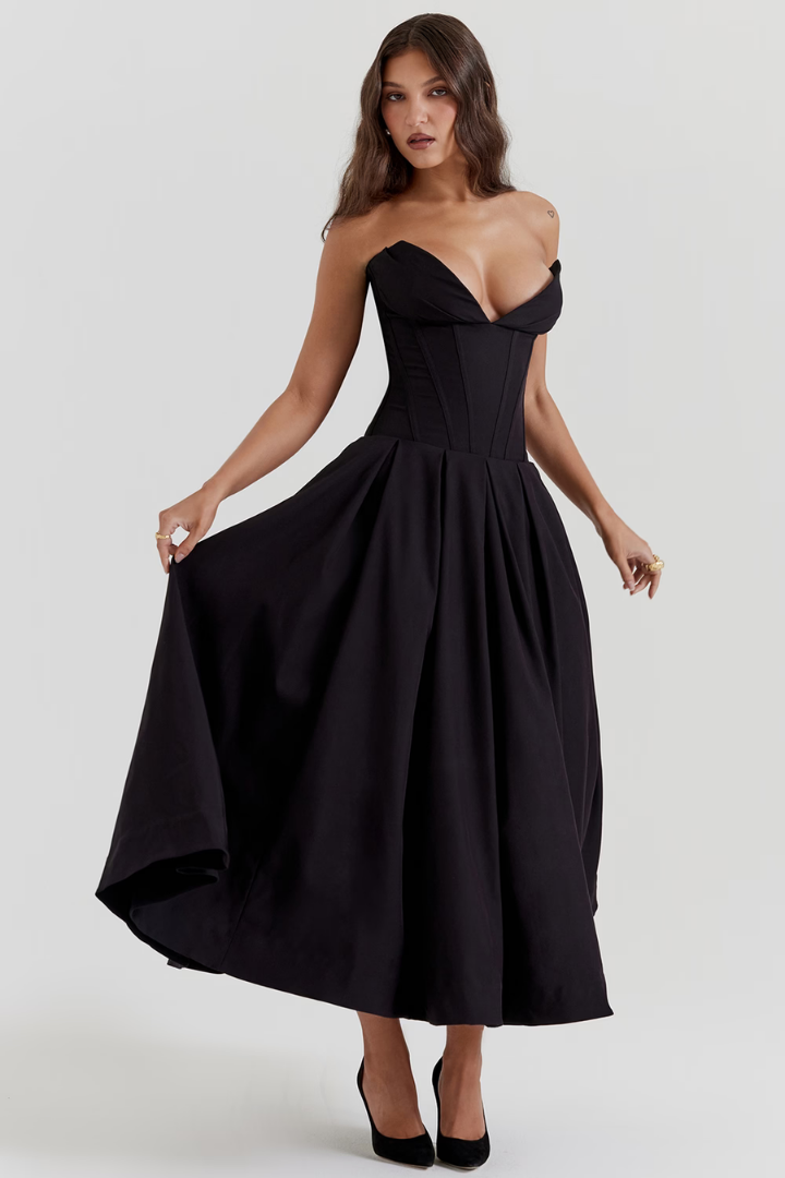 PHOEBE OFF-SHOULDER MAXI DRESS - BLACK