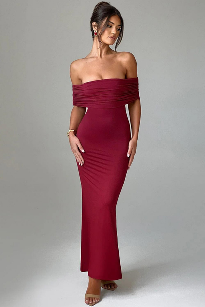 KARLA STRAPLESS MAXI DRESS - BLACK - Wine Red - M