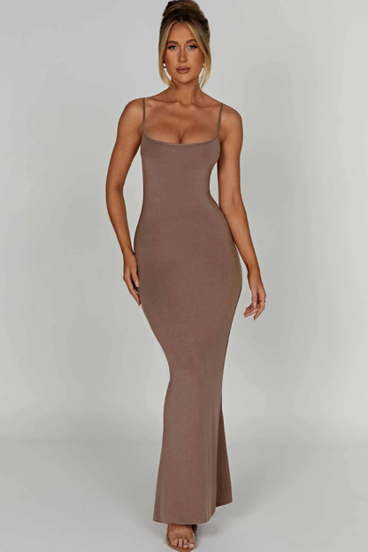 TERESE SLEEVELESS MAXI DRESS-STEEL - Khaki - M