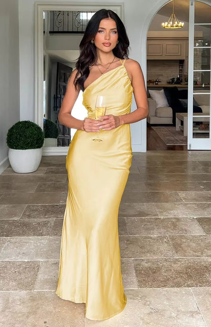 ELISABETH SATIN MAXI DRESS - YELLOW